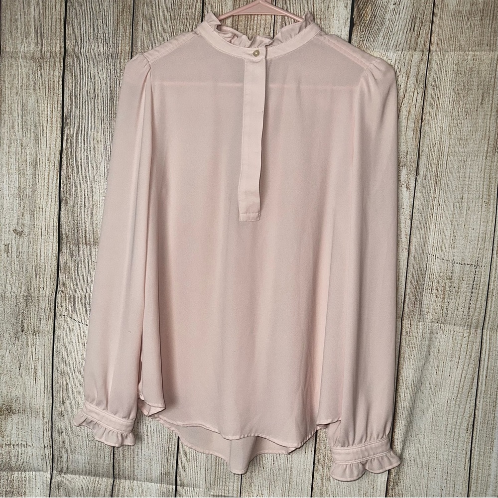 LOFT Light Pink Ruffle Blouse
